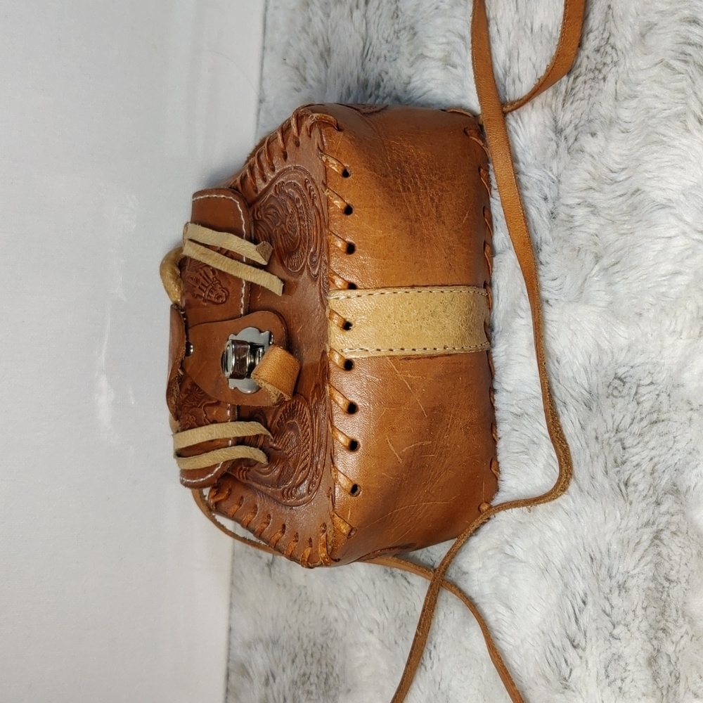 Handmade Sheepskin Leather Brown  Horse Saddle Bag. - Picture 5 of 16